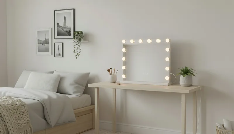 Glow-meikkipeili jalustalla 50 cm LED-valaistuksella/valoilla, Hollywood-peili - Valkoinen - Talo & remontointi - Keittiö & kylpyhuone - Kylpyhuone - Kylpyhuonetarvikkeet