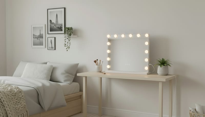 Glow Meikkipeili jalustalla 50 cm LED-valolla/Hollywood-peili - Valkoinen - Talo & remontointi - Keittiö & kylpyhuone - Kylpyhuone - Kylpyhuonetarvikkeet