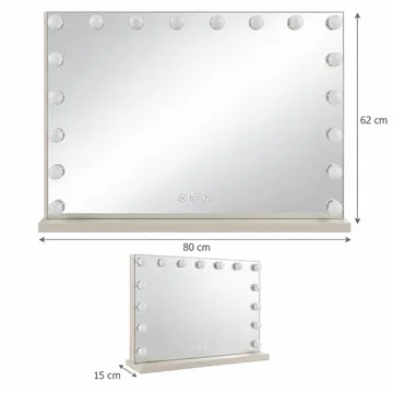 Glow suuri valaistu meikkipeili 80 cm – Hollywood-peili USB-latauksella - Beige - Talo & remontointi - Keittiö & kylpyhuone - Kylpyhuone - Kylpyhuonetarvikkeet