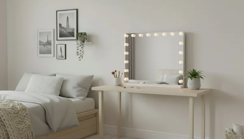 Glow suuri pöytämeili 80 cm valaisimilla – Hollywood-peili USB-latauksella - Valkoinen - Talo & remontointi - Keittiö & kylpyhuone - Kylpyhuone - Kylpyhuonetarvikkeet