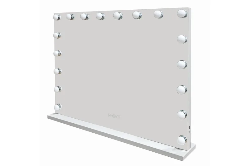 Glow suuri pöytämeili 80 cm valaisimilla – Hollywood-peili USB-latauksella, Valkoinen