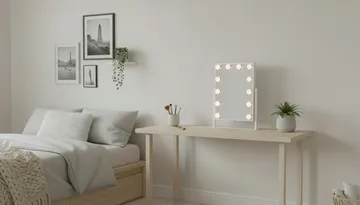 Glow pieni pöytämeili peilillä 36,5 cm jalustalla LED-valaistuksella/valoilla, Hollywood-peili - Valkoinen - Talo & remontointi - Keittiö & kylpyhuone - Kylpyhuone - Kylpyhuonetarvikkeet