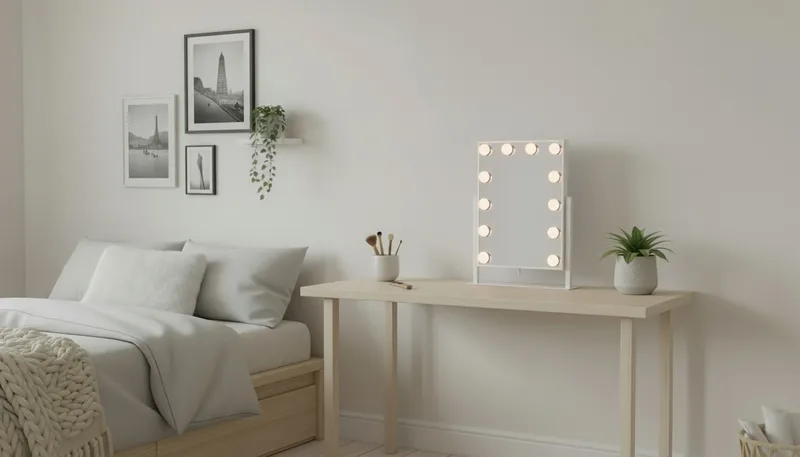 Glow pieni pöytämeili peilillä 36,5 cm jalustalla LED-valaistuksella/valoilla, Hollywood-peili - Valkoinen - Talo & remontointi - Keittiö & kylpyhuone - Kylpyhuone - Kylpyhuonetarvikkeet