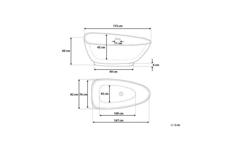 Vapaasti seisova kylpyamme 170 x 80 cm mattamusta GUIANA - Musta - Talo & remontointi - Keittiö & kylpyhuone - Kylpyhuone - Kylpyammeet - Vapaasti seisovat ammeet