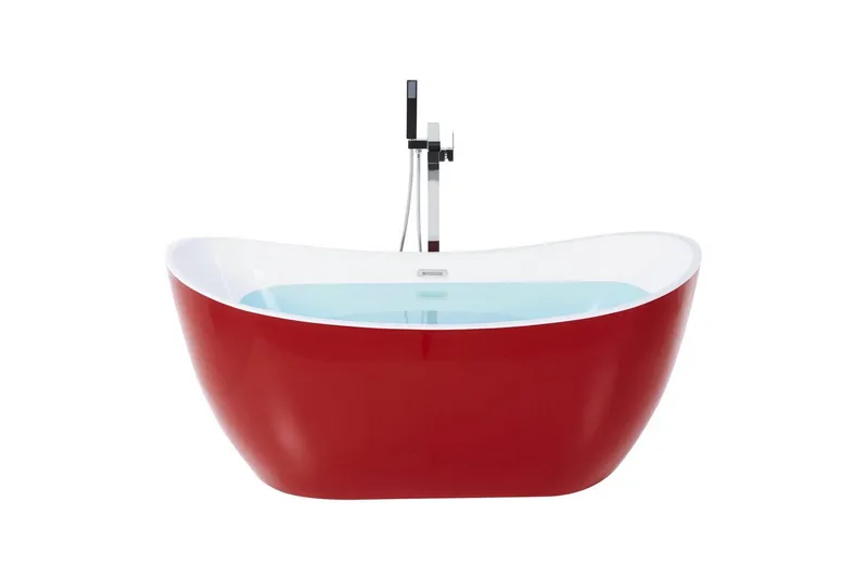 Badkar Beliani Antigua Röd/vit/silver, 75x150x72 cm Red||White||Silver, undefined