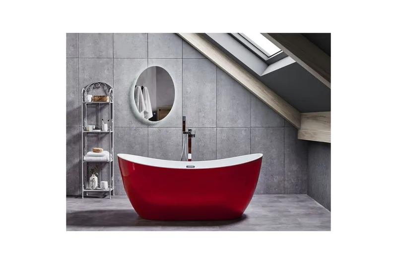 Badkar Beliani Antigua Röd/vit/silver, 75x150x72 cm Red||White||Silver - Talo & remontointi - Keittiö & kylpyhuone - Kylpyhuone - Kylpyammeet - Vapaasti seisovat ammeet