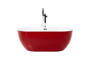 Badkar Beliani Nevis Röd/vit/silver, 78x170x59 cm Red||White||Silver - Talo & remontointi - Keittiö & kylpyhuone - Kylpyhuone - Kylpyammeet - Vapaasti seisovat ammeet