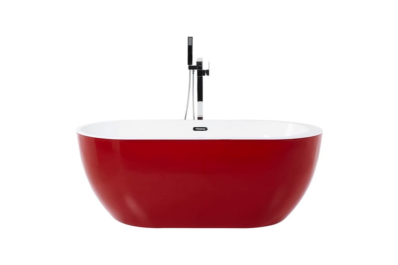Badkar Beliani Nevis Röd/vit/silver, 78x170x59 cm Red||White||Silver - Talo & remontointi - Keittiö & kylpyhuone - Kylpyhuone - Kylpyammeet - Vapaasti seisovat ammeet