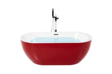 Badkar Beliani Nevis Röd/vit/silver, 78x170x59 cm Red||White||Silver - Talo & remontointi - Keittiö & kylpyhuone - Kylpyhuone - Kylpyammeet - Vapaasti seisovat ammeet