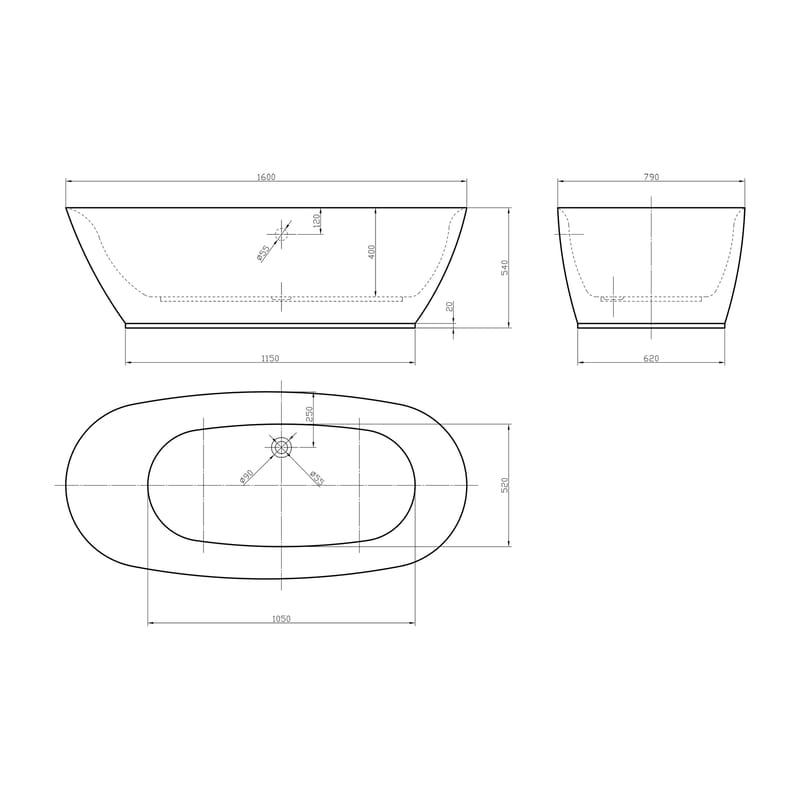 Ideal-istuma-amme, soikea, 160 cm - Talo & remontointi - Keittiö & kylpyhuone - Kylpyhuone - Kylpyammeet - Vapaasti seisovat ammeet
