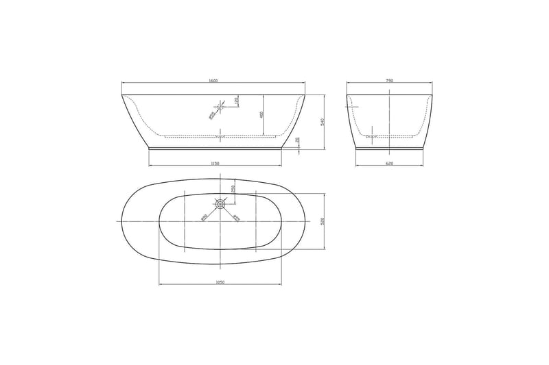 Istuma-amme Ideal Soikea 160 cm - Valkoinen - Talo & remontointi - Keittiö & kylpyhuone - Kylpyhuone - Kylpyammeet - Istuma-ammeet