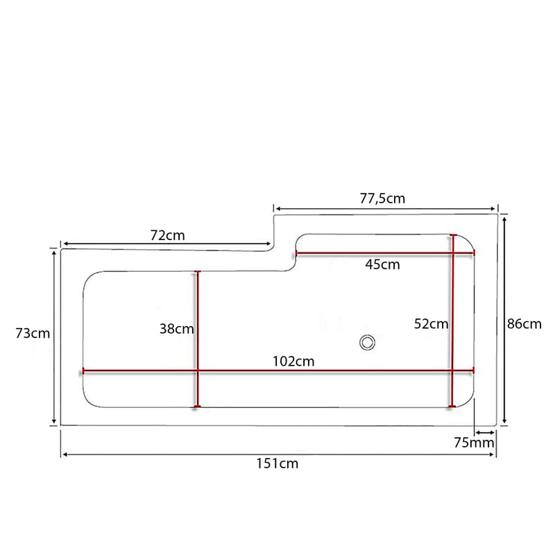 Behag-kylpyamme 150 cm - Valkoinen - Talo & remontointi - Keittiö & kylpyhuone - Kylpyhuone - Kylpyammeet - Kulma-ammeet