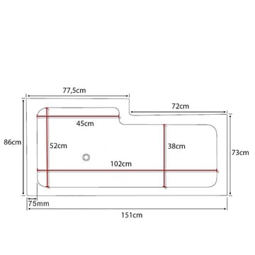 Behag-kylpyamme 150 cm - Valkoinen - Talo & remontointi - Keittiö & kylpyhuone - Kylpyhuone - Kylpyammeet - Kulma-ammeet