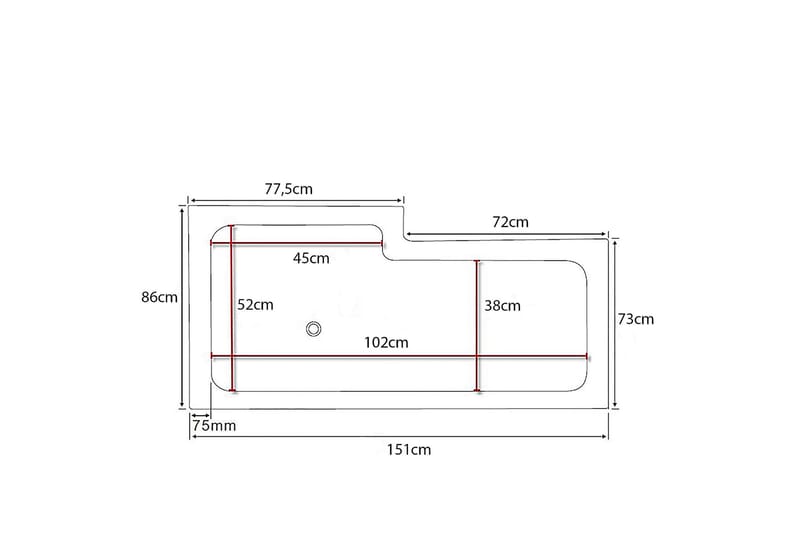 Kylpyamme Behag 150 cm Vasen - Vasen - Talo & remontointi - Keittiö & kylpyhuone - Kylpyhuone - Kylpyammeet - Kulma-ammeet
