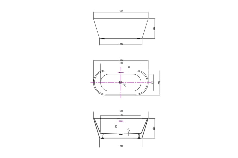 Medea Vapaasti seisova kylpyamme 160 cm - Talo & remontointi - Keittiö & kylpyhuone - Kylpyhuone - Kylpyammeet - Vapaasti seisovat ammeet