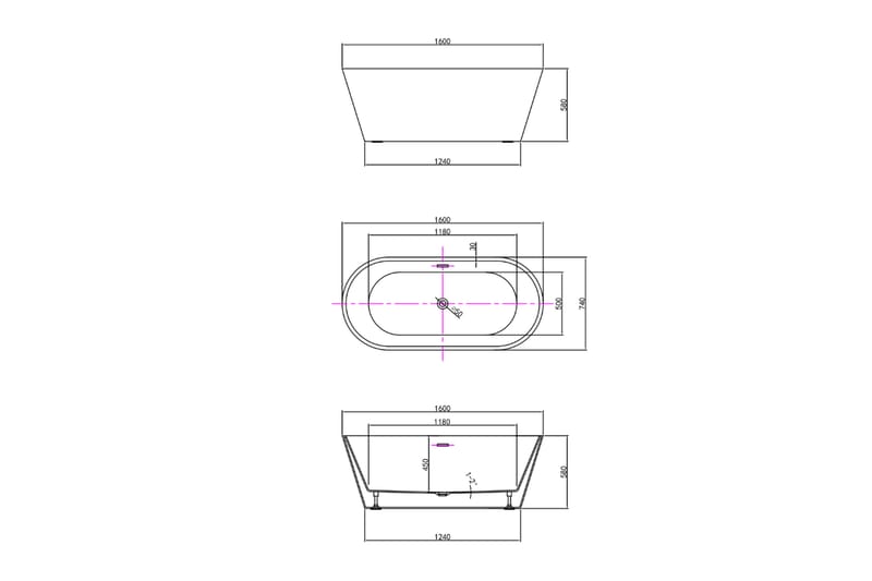 Medea Vapaasti seisova kylpyamme 160 cm - Talo & remontointi - Keittiö & kylpyhuone - Kylpyhuone - Kylpyammeet - Vapaasti seisovat ammeet