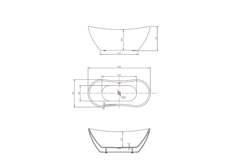 Metis Vapaasti seisova kylpyamme 180 cm - Talo & remontointi - Keittiö & kylpyhuone - Kylpyhuone - Kylpyammeet - Vapaasti seisovat ammeet