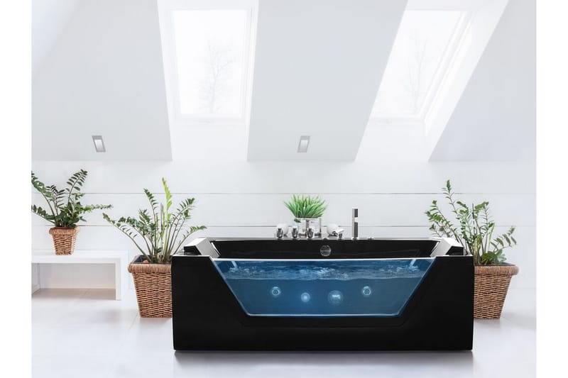 Poreamme Mellisa LED-valaistus 150 cm - Musta - Talo & remontointi - Keittiö & kylpyhuone - Kylpyhuone - Kylpyammeet - Poreammeet & hierovat ammeet