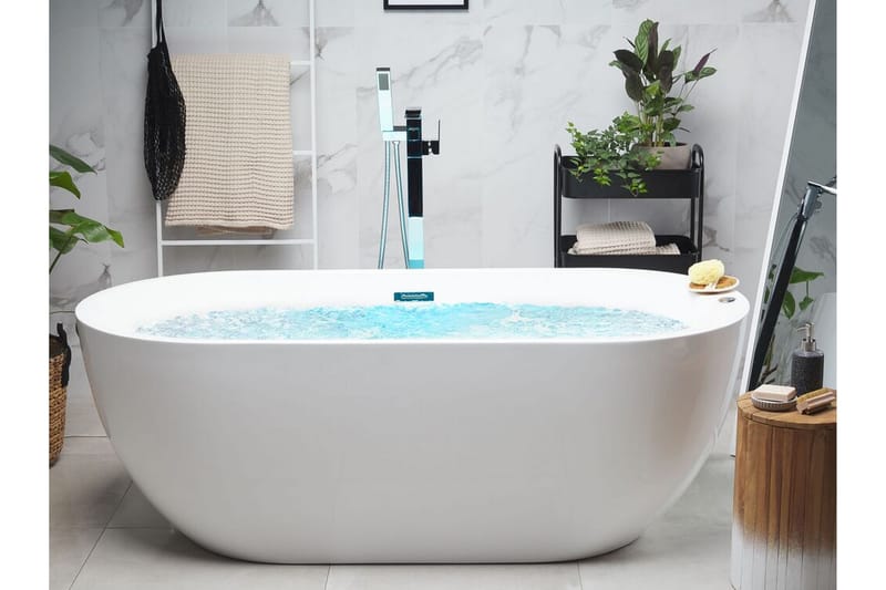 Poreamme Vapaastiseisova LED-valaistuksella NEVIS - Valkoinen - Talo & remontointi - Keittiö & kylpyhuone - Kylpyhuone - Kylpyammeet - Poreammeet & hierovat ammeet