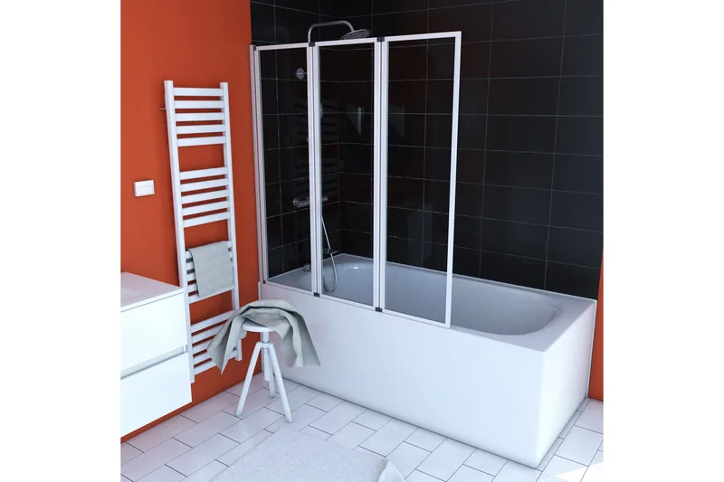 Kylpyammeseinä Almunge 125x143 cm - Valkoinen - Talo & remontointi - Keittiö & kylpyhuone - Kylpyhuone - Kylpyammeet - Suihkuseinälliset ammeet