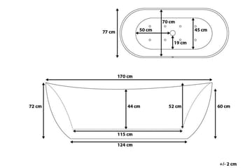 Kylpyamme Antigua 170 cm - Valkoinen - Talo & remontointi - Keittiö & kylpyhuone - Kylpyhuone - Kylpyammeet - Vapaasti seisovat ammeet