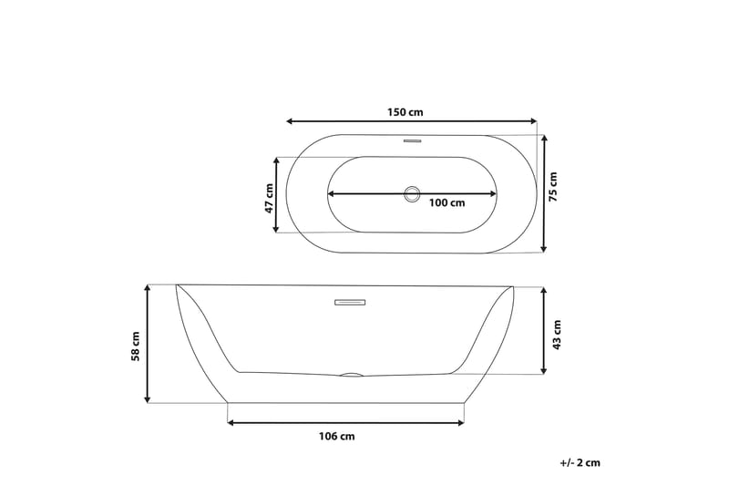 Kylpyamme Carrera Vapaastiseisova 150 cm Valkoinen - Valkoinen - Talo & remontointi - Keittiö & kylpyhuone - Kylpyhuone - Kylpyammeet - Vapaasti seisovat ammeet