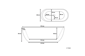 Vapaastiseisova Kylpyamme 170 x 80 cm oval Musta NEVIS - Musta - Talo & remontointi - Keittiö & kylpyhuone - Kylpyhuone - Kylpyammeet - Vapaasti seisovat ammeet