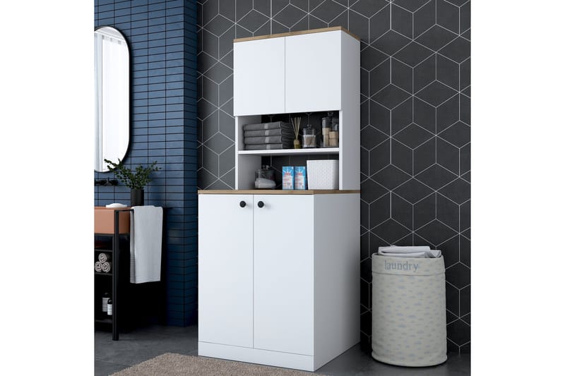 Akashya kylpyhuonekaappi 70x183,6 cm valkoinen/ruskea - Hanah Home - Talo & remontointi - Keittiö & kylpyhuone - Kylpyhuone - Kylpyhuonekalusteet - Kylpyhuonekaapit