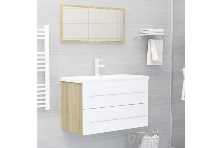 2-osainen kylpyhuoneen kalustesarja levy - Valkoinen - Kylpyhuonekalustepaketit