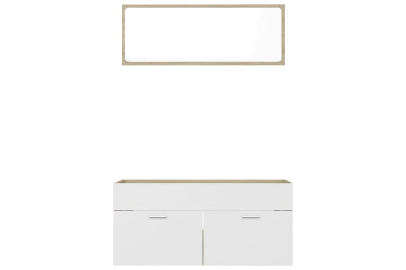 2-osainen Kylpyhuoneen kalustesarja valkoinen/tammi - Beige - Talo & remontointi - Keittiö & kylpyhuone - Kylpyhuone - Kylpyhuonekalusteet - Kylpyhuonekaapit