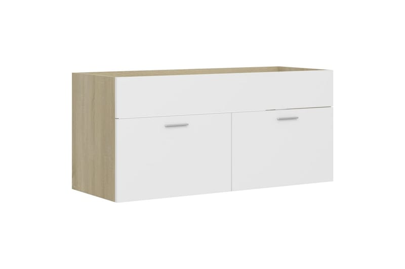 2-osainen Kylpyhuoneen kalustesarja valkoinen/tammi - Beige - Talo & remontointi - Keittiö & kylpyhuone - Kylpyhuone - Kylpyhuonekalusteet - Kylpyhuonekaapit