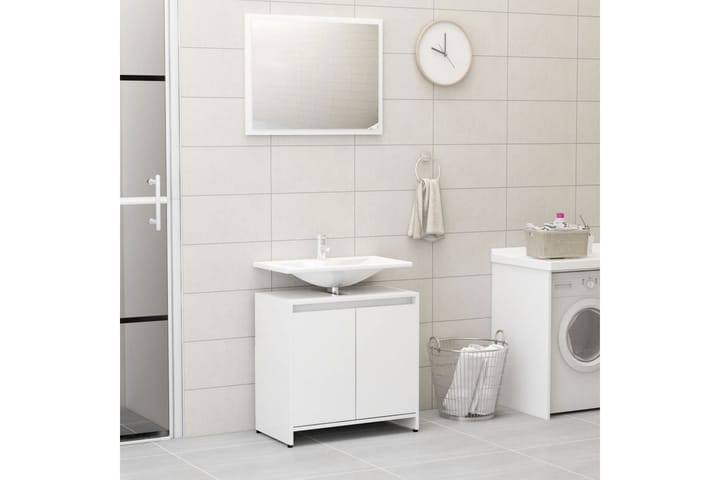 3-osainen kylpyhuonekalustesarja korkeakiilto valk. - Valkoinen - Kylpyhuonekalustepaketit