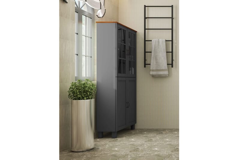 Alby Korkea Kaappi Kylpyhuoneeseen 130x75x30 cm - Harmaa - Talo & remontointi - Keittiö & kylpyhuone - Kylpyhuone - Kylpyhuonekalusteet - Kylpyhuonekaapit