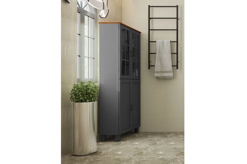 Alby Korkea Kaappi Kylpyhuoneeseen 130x75x30 cm - Harmaa - Talo & remontointi - Keittiö & kylpyhuone - Kylpyhuone - Kylpyhuonekalusteet - Kylpyhuonekaapit