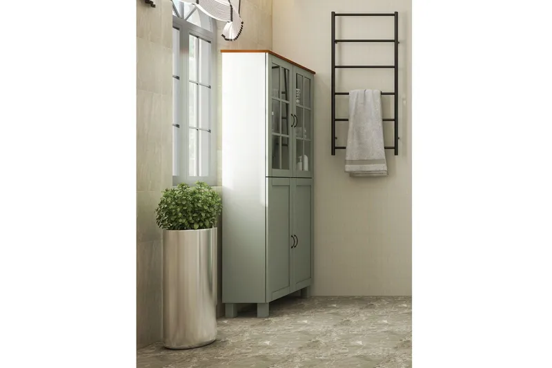 Alby Korkea Kaappi Kylpyhuoneeseen 130x75x30 cm - Vihreä - Talo & remontointi - Keittiö & kylpyhuone - Kylpyhuone - Kylpyhuonekalusteet - Kylpyhuonekaapit