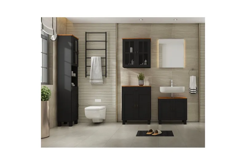 Alby Korkea Kaappi Kylpyhuoneeseen 180x33x30 cm - Harmaa - Talo & remontointi - Keittiö & kylpyhuone - Kylpyhuone - Kylpyhuonekalusteet - Kylpyhuonekaapit