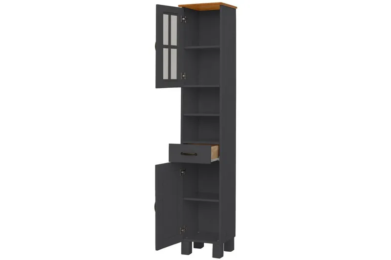 Alby Korkea Kaappi Kylpyhuoneeseen 180x33x30 cm - Harmaa - Talo & remontointi - Keittiö & kylpyhuone - Kylpyhuone - Kylpyhuonekalusteet - Kylpyhuonekaapit