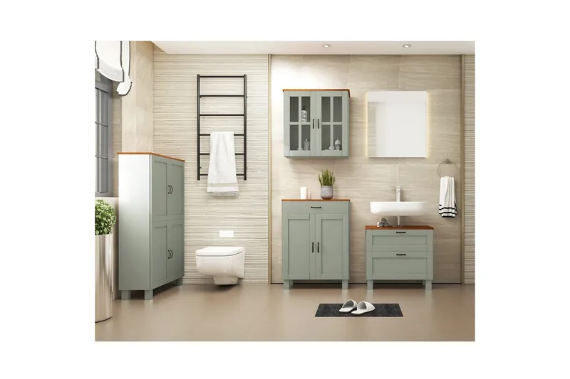 Alby Pesuallaskaappi 60 cm - Vihreä - Talo & remontointi - Keittiö & kylpyhuone - Kylpyhuone - Kylpyhuonekalusteet - Allaskaappi