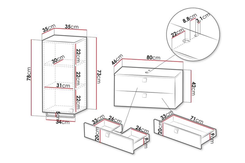 Alima Kalustesarja - kylpyhuone - Musta - Talo & remontointi - Keittiö & kylpyhuone - Kylpyhuone - Kylpyhuonekalusteet - Kylpyhuonekalustepaketit