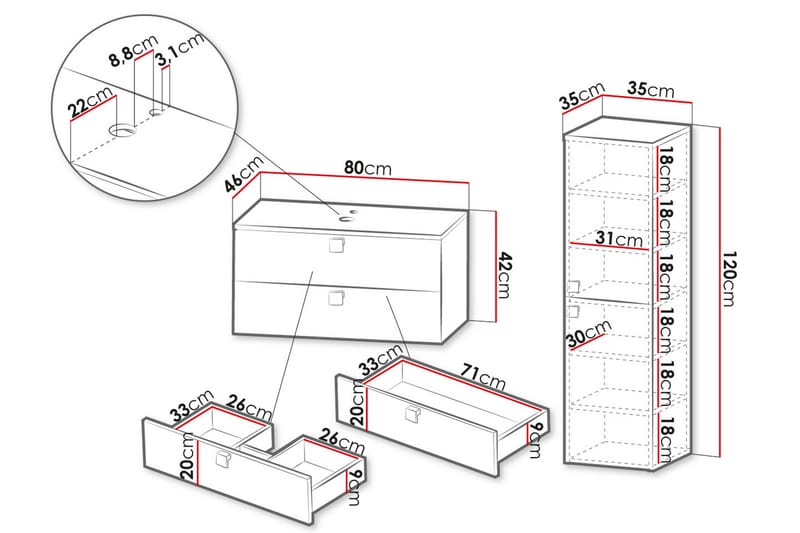 Alima Kylpyhuonekalustesetti - Talo & remontointi - Keittiö & kylpyhuone - Kylpyhuone - Kylpyhuonekalusteet - Kylpyhuonekalustepaketit