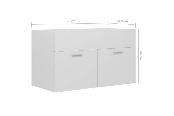 Allaskaappi 80x38,5x46 cm - Valkoinen Korkeakiilto - Allaskaappi
