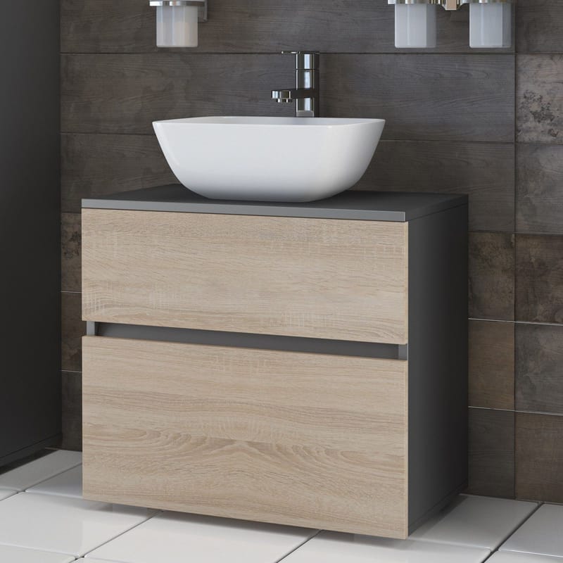 Allaskaappi Gaddesden 60x35 cm - Antrasiitti/Luonnonväri - Talo & remontointi - Keittiö & kylpyhuone - Kylpyhuone - Kylpyhuonekalusteet - Allaskaappi