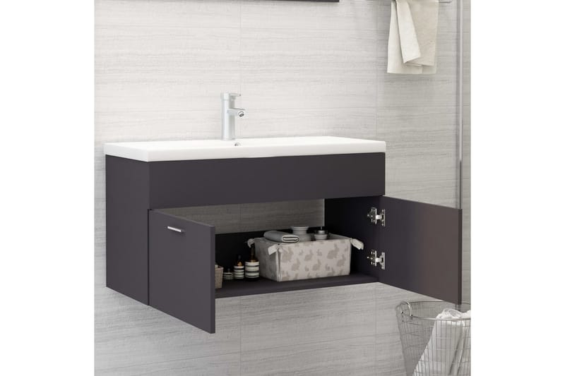 Allaskaappi harmaa 90x38,5x46 cm lastulevy - Harmaa - Talo & remontointi - Keittiö & kylpyhuone - Kylpyhuone - Kylpyhuonekalusteet - Allaskaappi