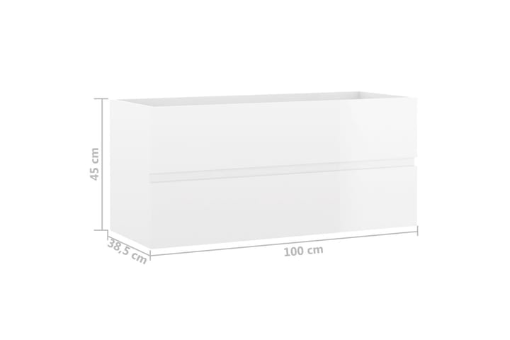Allaskaappi korkeakiilto valkoinen 100x38,5x45 cm lastulevy - Allaskaappi