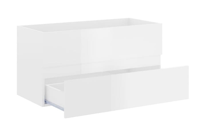 Allaskaappi korkeakiilto valkoinen 90x38,5x45 cm lastulevy - Allaskaappi