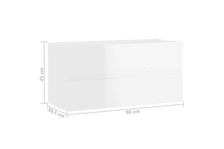 Allaskaappi korkeakiilto valkoinen 90x38,5x45 cm lastulevy - Allaskaappi