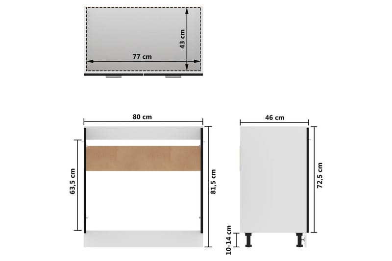 Allaskaappi musta 80x46x81,5 cm lastulevy - Musta - Allaskaappi