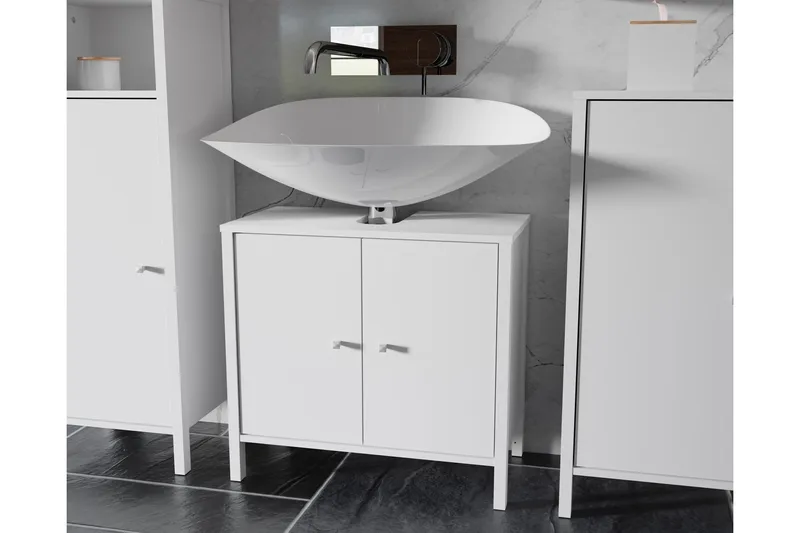 Allaskaappi Samkov 35x64 cm 2 kaappia - Valkoinen - Talo & remontointi - Keittiö & kylpyhuone - Kylpyhuone - Kylpyhuonekalusteet - Allaskaappi