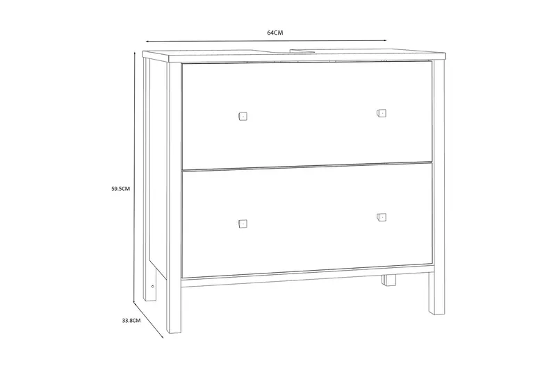 Allaskaappi Samkov 35x64 cm 2 laatikkoa - Valkoinen - Talo & remontointi - Keittiö & kylpyhuone - Kylpyhuone - Kylpyhuonekalusteet - Allaskaappi