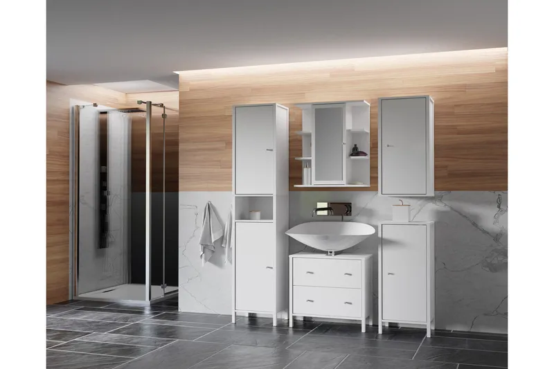 Allaskaappi Samkov 35x64 cm 2 laatikkoa - Valkoinen - Talo & remontointi - Keittiö & kylpyhuone - Kylpyhuone - Kylpyhuonekalusteet - Allaskaappi